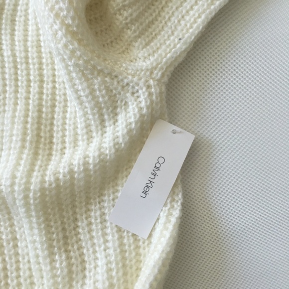 Calvin Klein White Sweater L size cable knit new - Picture 5 of 7